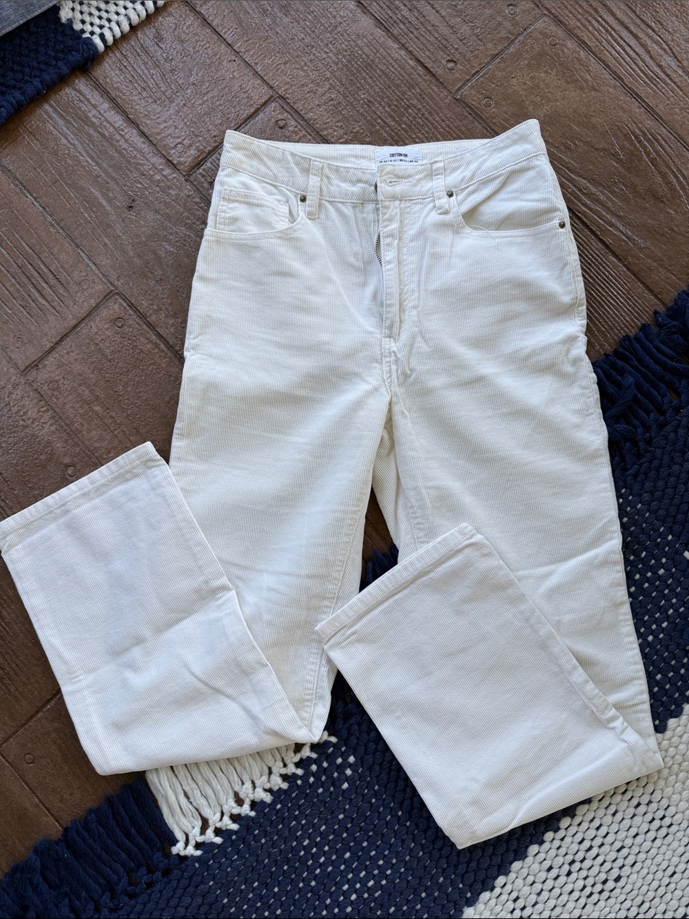 Cotton On White Straight Leg Corduroy Jeans